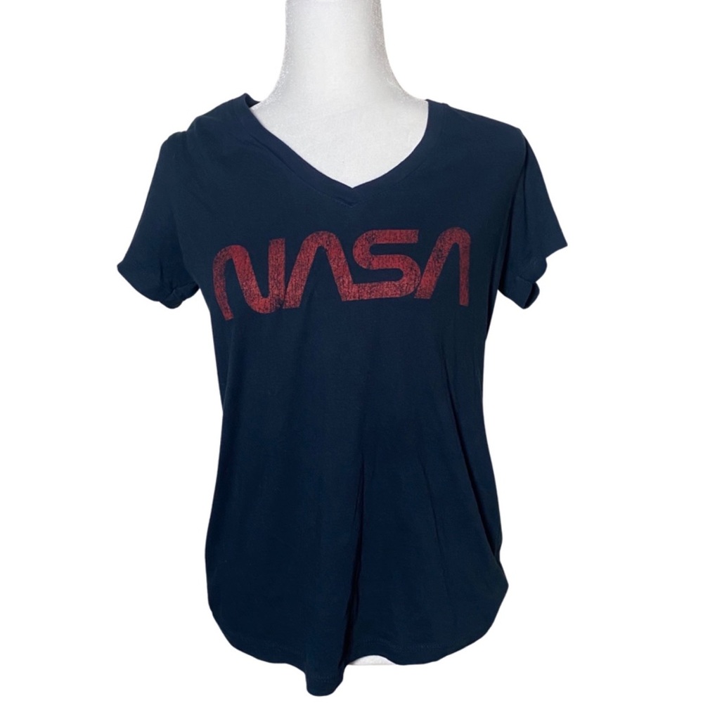 NASA Logo Graphic Short Sleeve Tee Navy and Red Size Medium